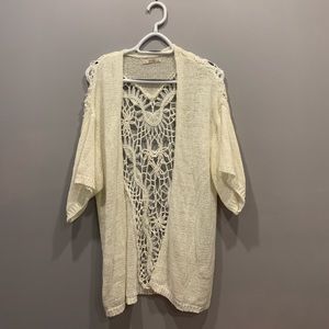 Bershka Knitwear - White Cardigan with Back Lace Detail